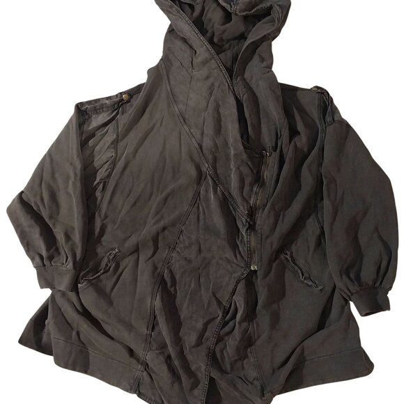 Free People Womens Hooded Jacket Charcoal Gray Size M Cotton & Tencel Blend grun - Picture 1 of 7
